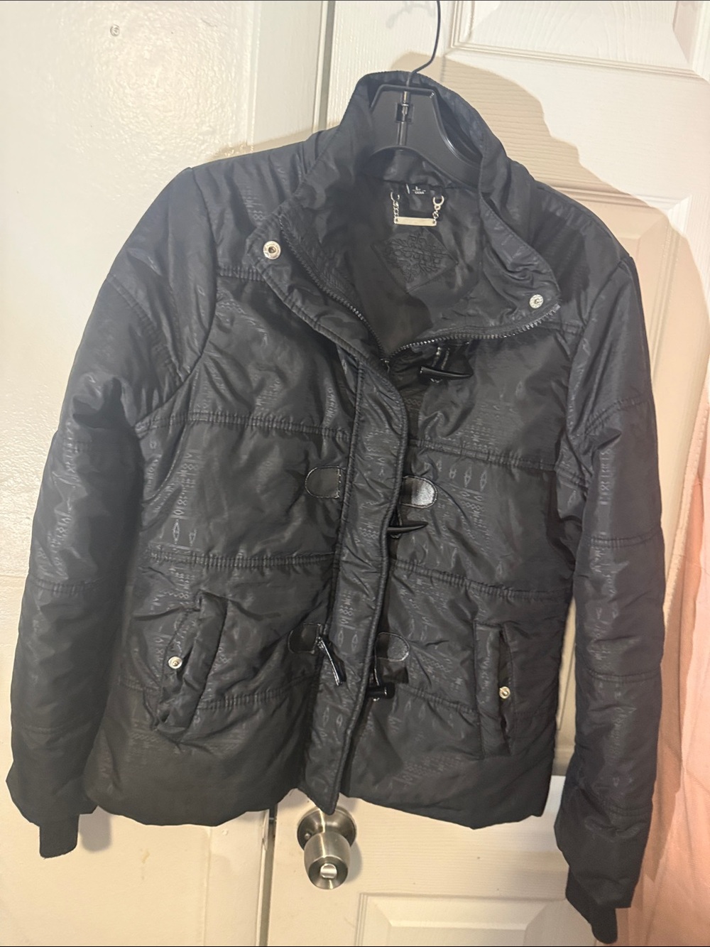 Active USA Black Quilted Toggle Puffer Jacket